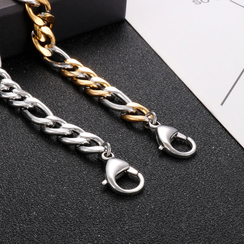 Simple Style Stainless Steel Chain Double Buckle Unisex Bracelet Fashion Cuban Link