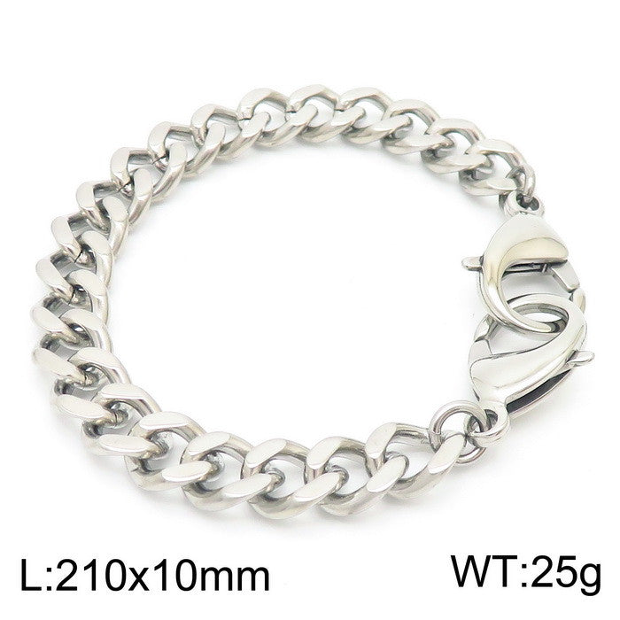 Simple Style Stainless Steel Chain Double Buckle Unisex Bracelet Fashion Cuban Link