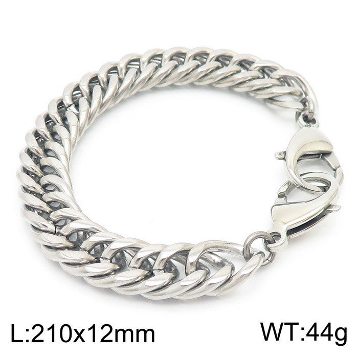 Simple Style Stainless Steel Chain Double Buckle Unisex Bracelet Fashion Cuban Link