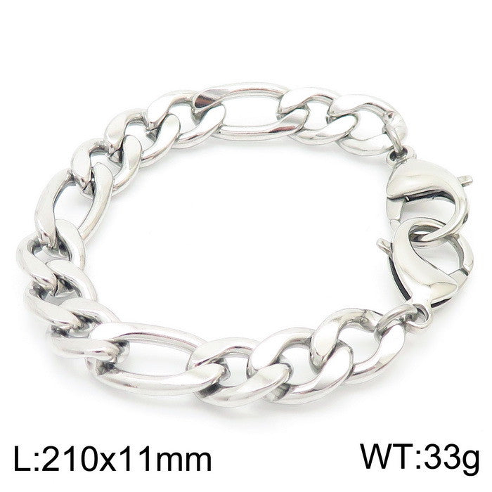 Simple Style Stainless Steel Chain Double Buckle Unisex Bracelet Fashion Cuban Link