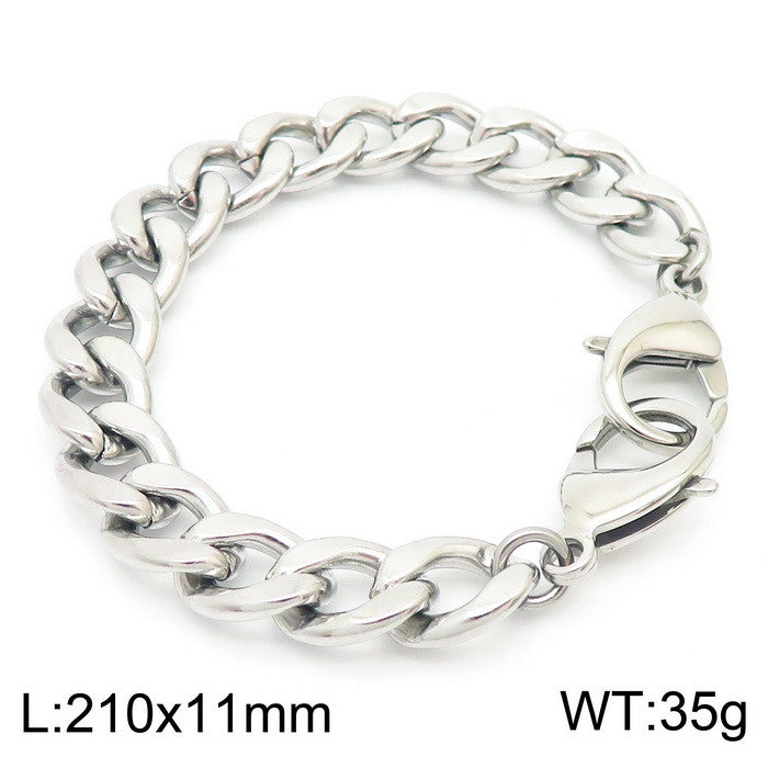 Simple Style Stainless Steel Chain Double Buckle Unisex Bracelet Fashion Cuban Link