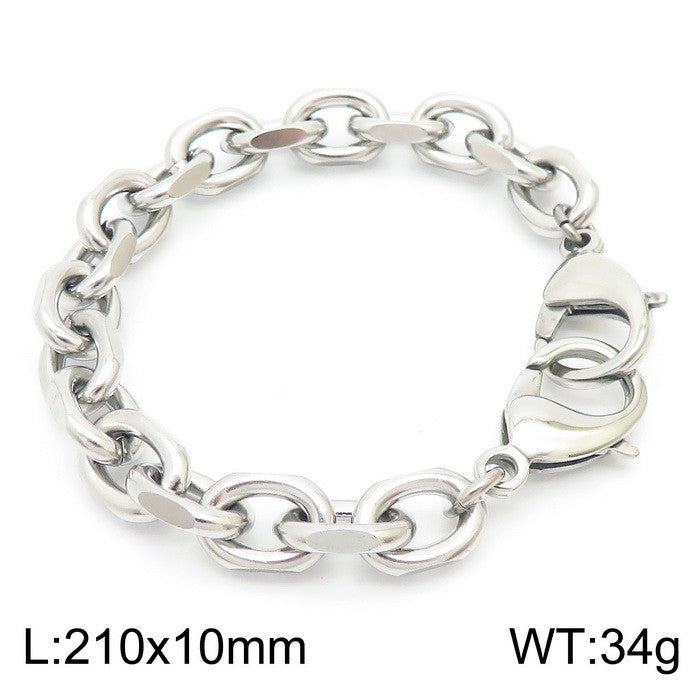 Simple Style Stainless Steel Chain Double Buckle Unisex Bracelet Fashion Cuban Link