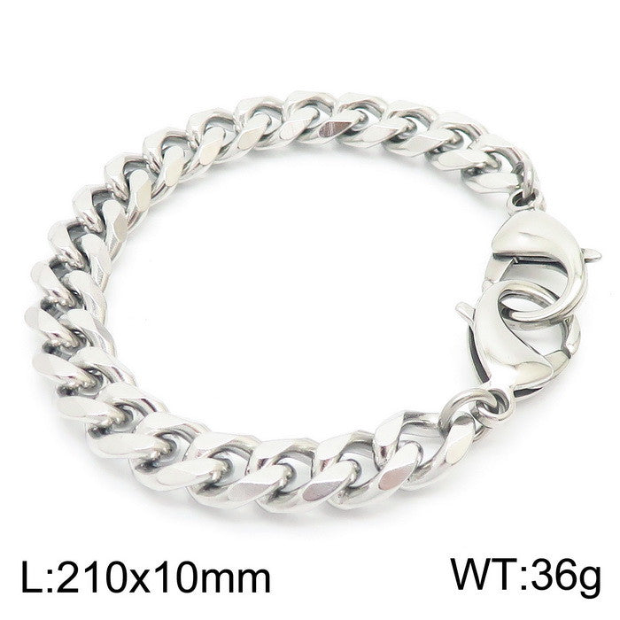 Simple Style Stainless Steel Chain Double Buckle Unisex Bracelet Fashion Cuban Link