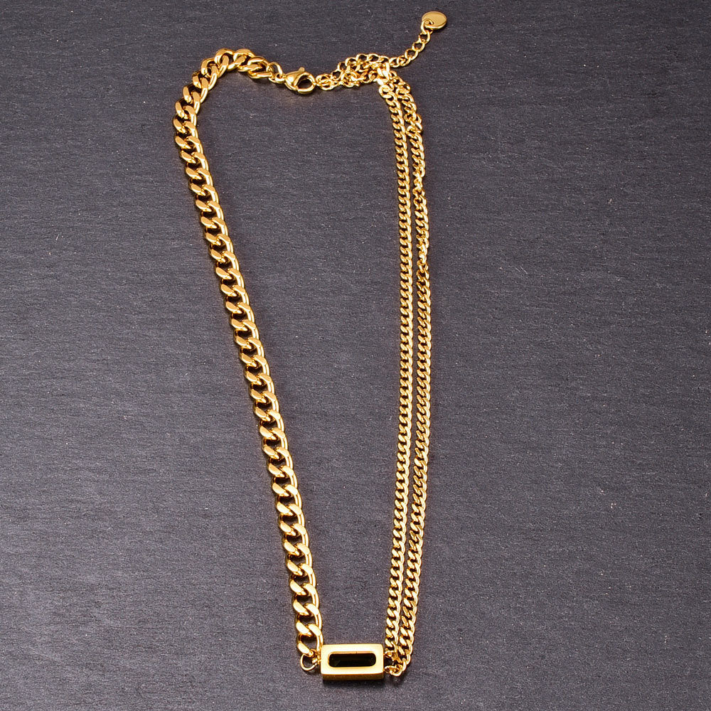 Simple Style Chain 18K Pendant Necklace unisex Clavicle Chain