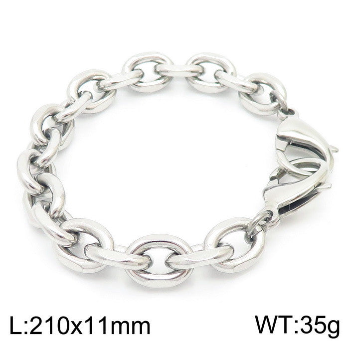 Simple Style Stainless Steel Chain Double Buckle Unisex Bracelet Fashion Cuban Link