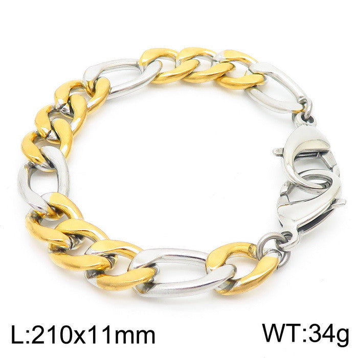 Simple Style Stainless Steel Chain Double Buckle Unisex Bracelet Fashion Cuban Link
