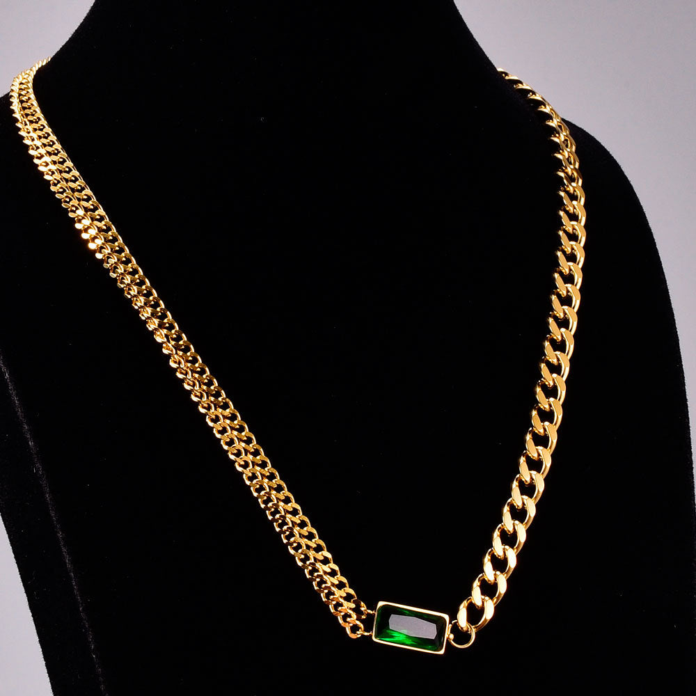 Simple Style Chain 18K Pendant Necklace unisex Clavicle Chain