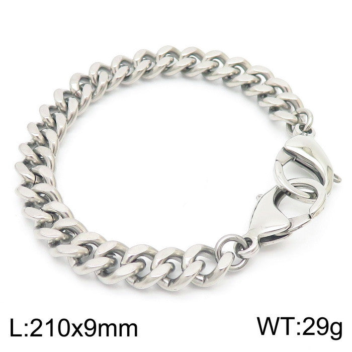 Simple Style Stainless Steel Chain Double Buckle Unisex Bracelet Fashion Cuban Link