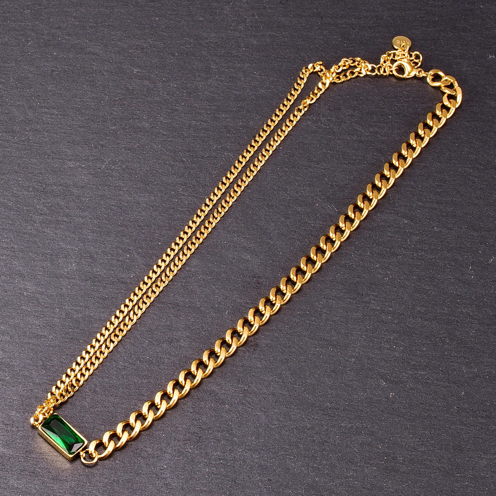Simple Style Chain 18K Pendant Necklace unisex Clavicle Chain