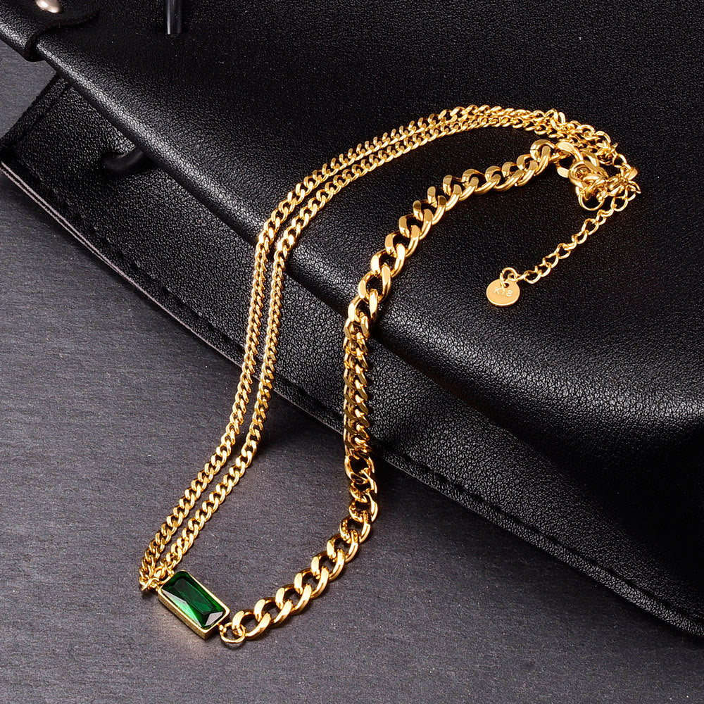 Simple Style Chain 18K Pendant Necklace unisex Clavicle Chain